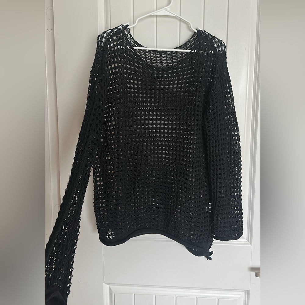 SHEIN Black Crochet Swim Coverup